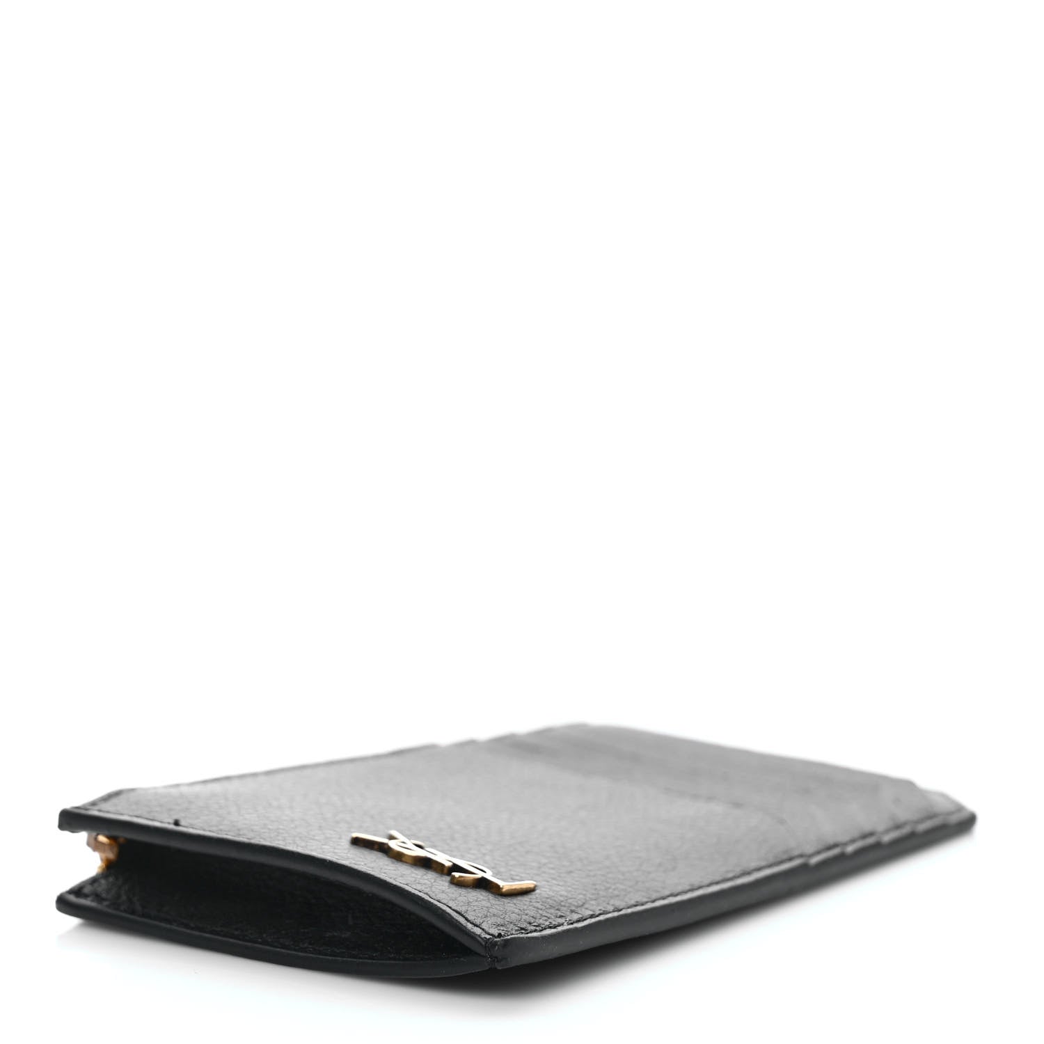 Saint Laurent Grained Calfskin Monogram 5 Fragments Zip Pouch Card Holder Black 4 of 7