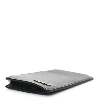Saint Laurent Grained Calfskin Monogram 5 Fragments Zip Pouch Card Holder Black 4 of 7