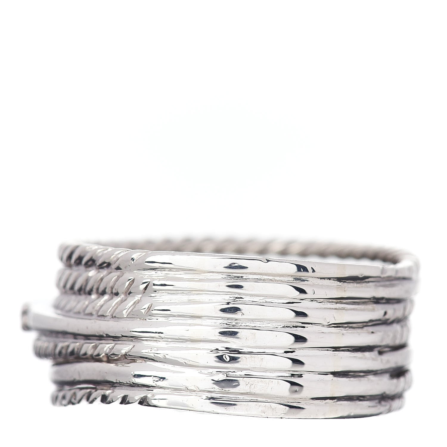 David Yurman Sterling Silver Diamond 11mm Wide Crossover Cable Ring 60 9 4 of 5