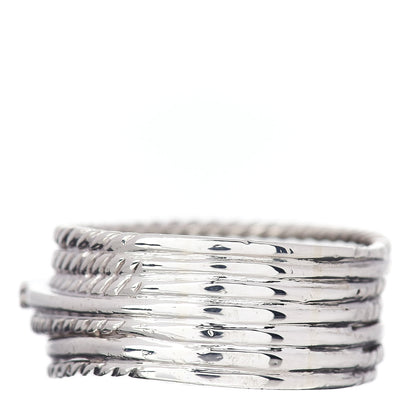 David Yurman Sterling Silver Diamond 11mm Wide Crossover Cable Ring 60 9 4 of 5