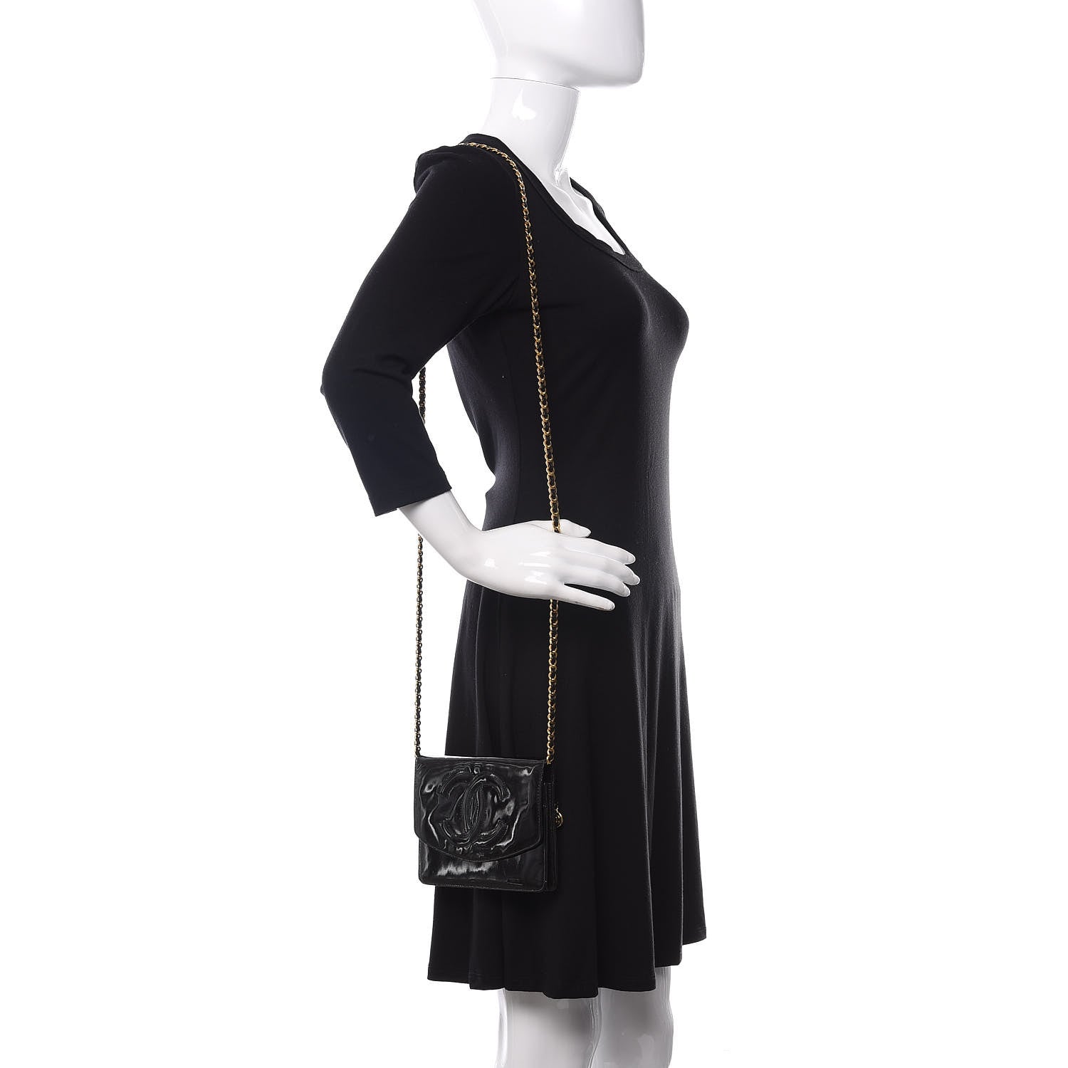 Chanel Patent Timeless CC Wallet On Chain WOC Black 2 of 14