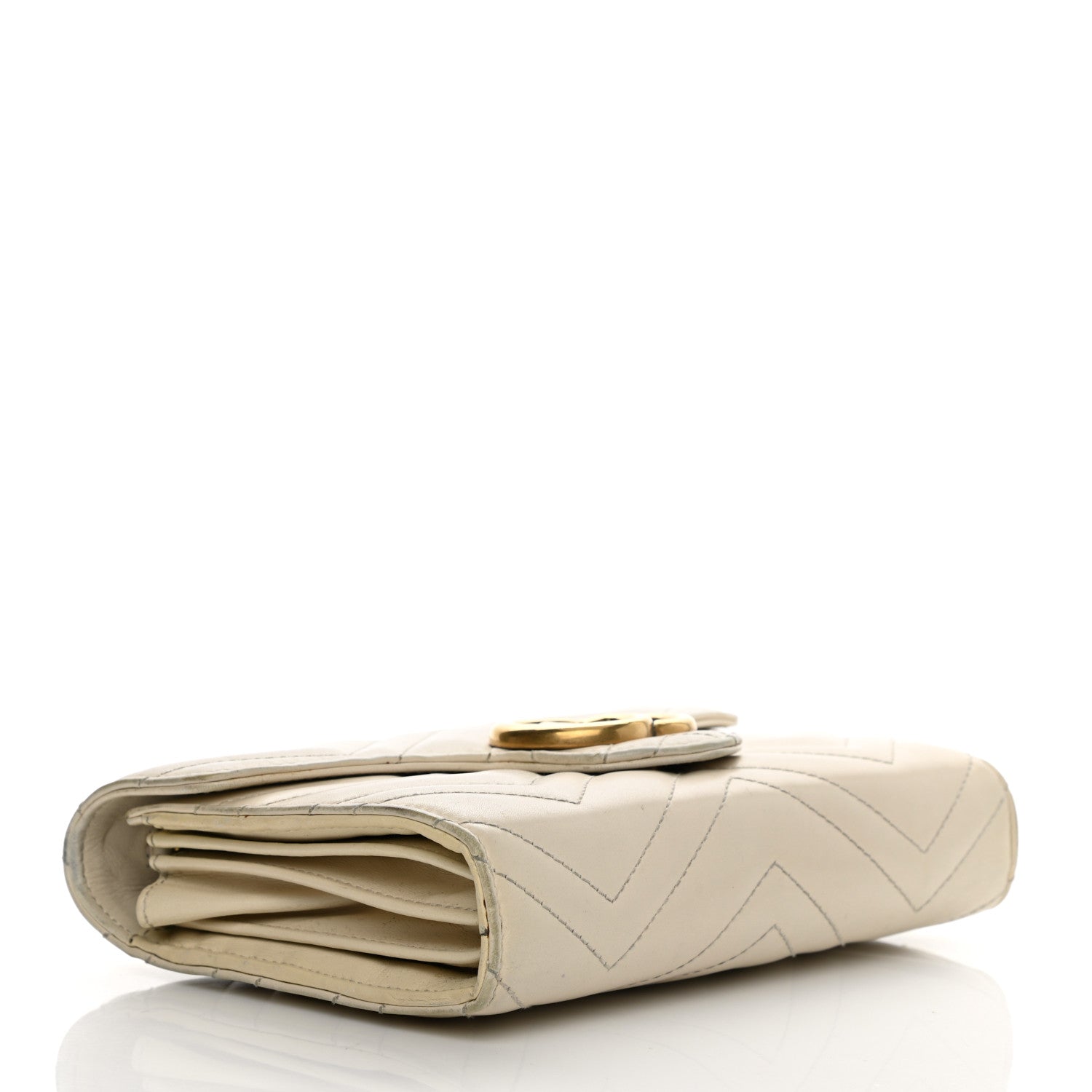 Gucci Calfskin Matelasse GG Marmont Chain Wallet Mystic White 4 of 21