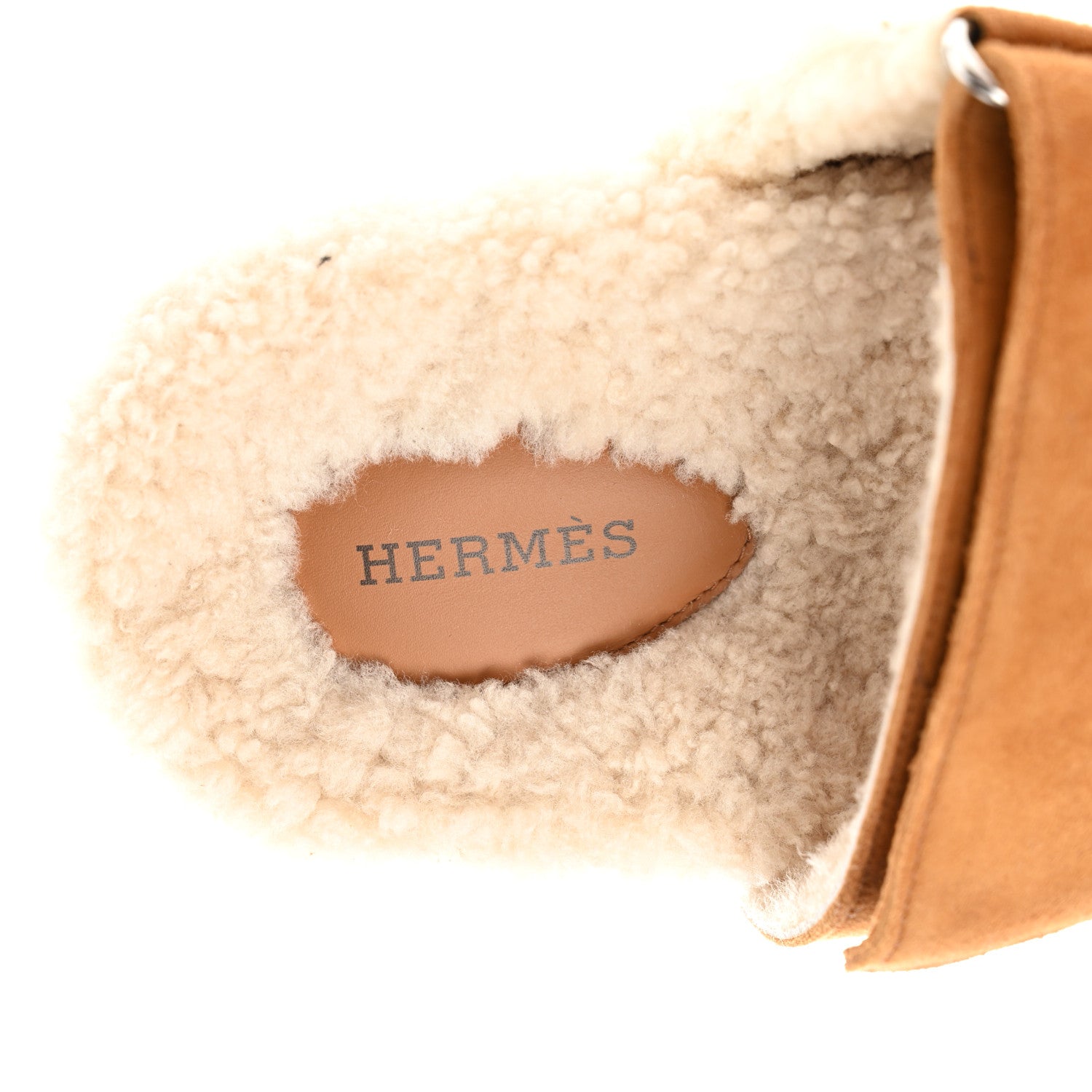 Hermes Suede Goatskin Woolskin Womens Chypre Sandals 37 Naturel Ecru 7 of 8