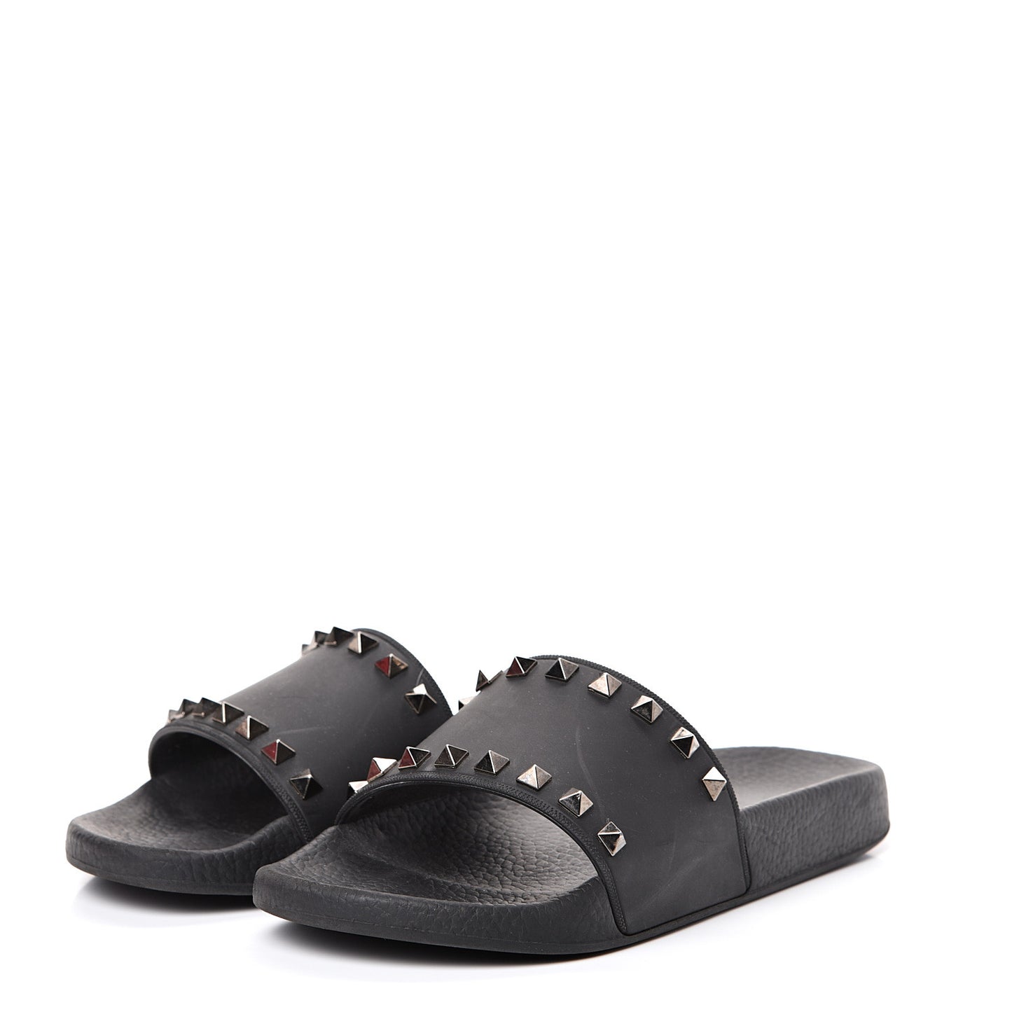 Rubber Rockstud Slide Sandals 37 Black