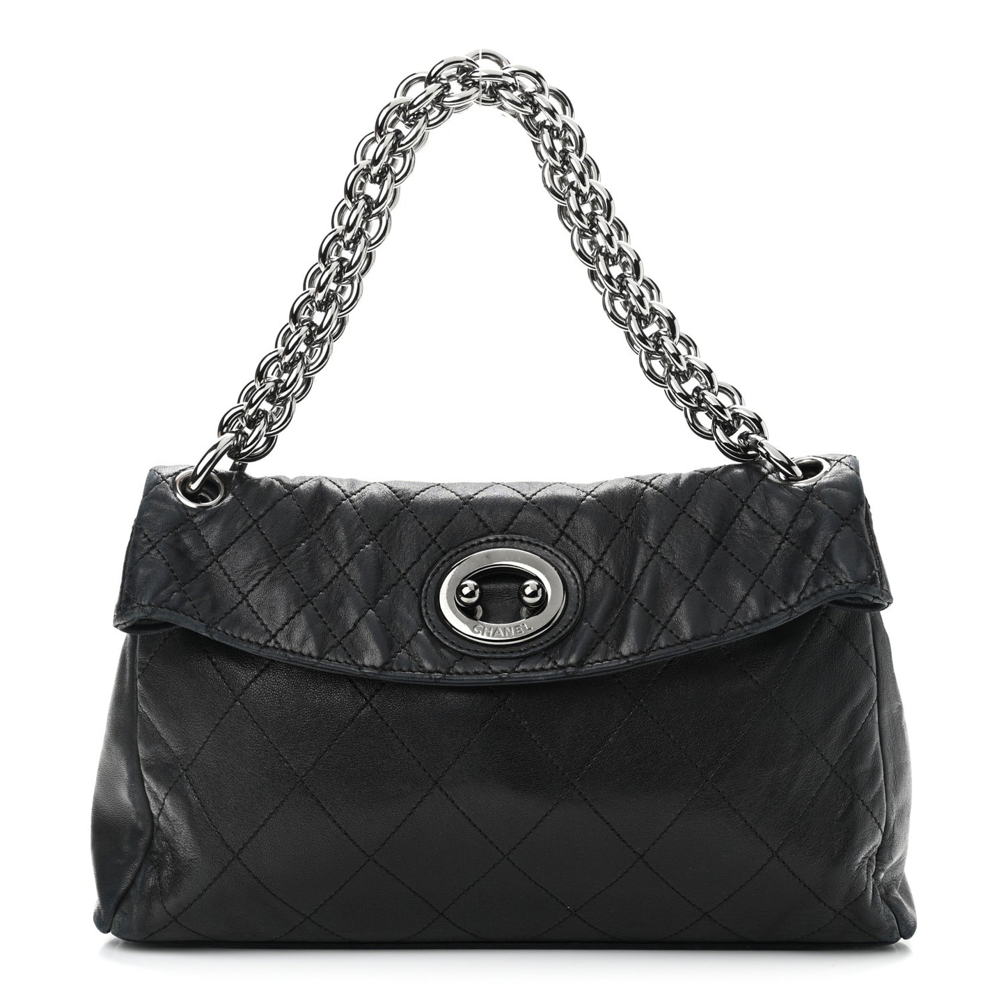 Lambskin Quilted New Lock Flap Black