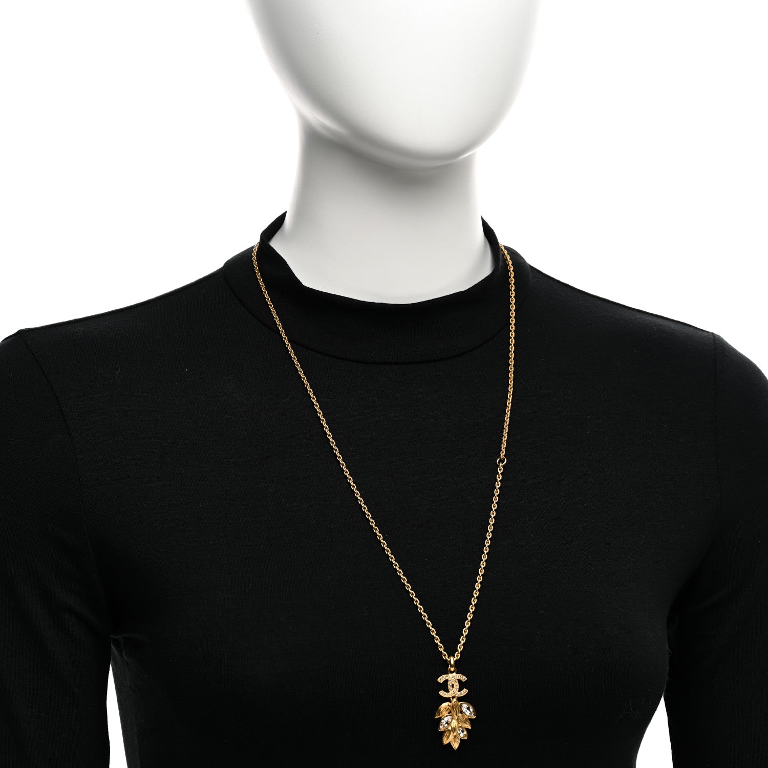 Chanel Crystal Sparkling Wheat CC Necklace Gold 2 of 6
