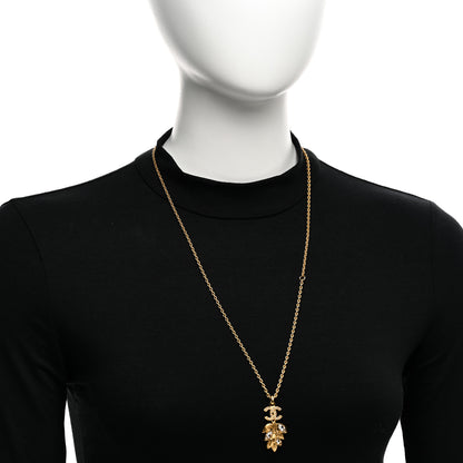 Chanel Crystal Sparkling Wheat CC Necklace Gold 2 of 6