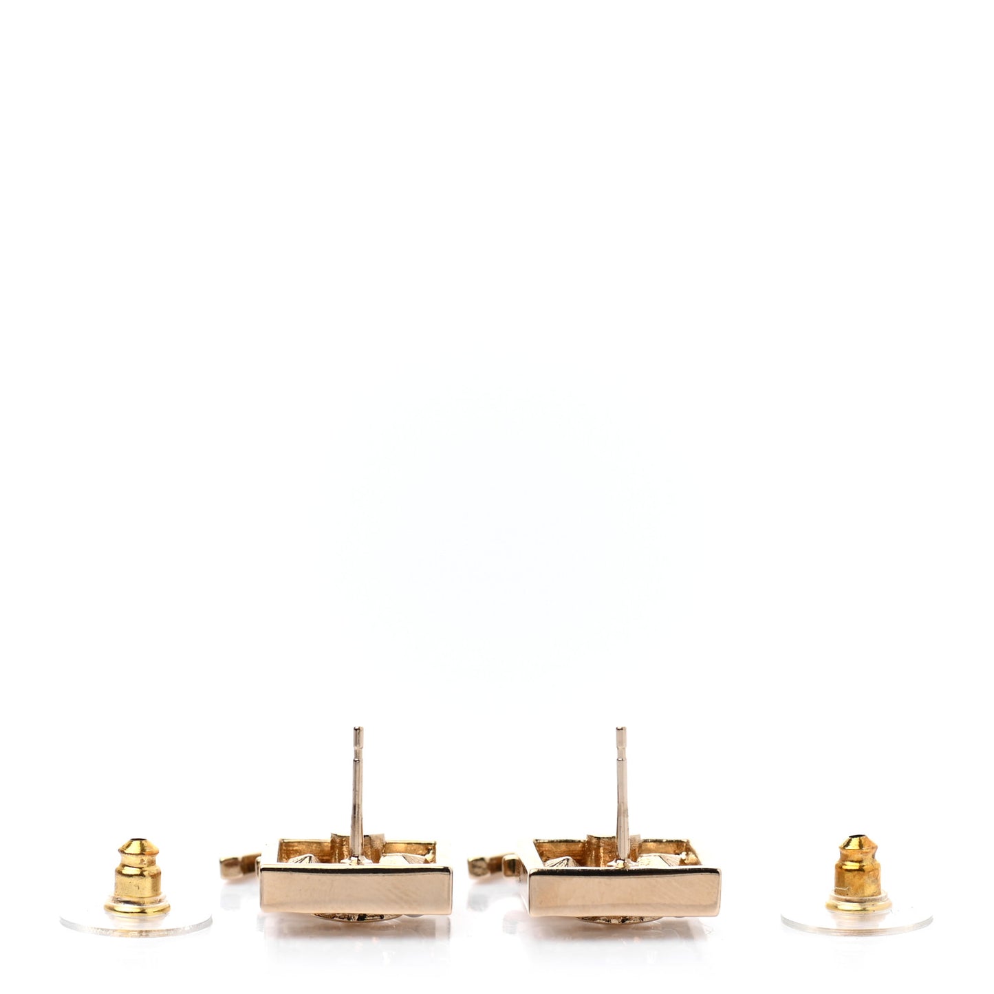 Crystal Pearl CC Square Drop Earrings Gold