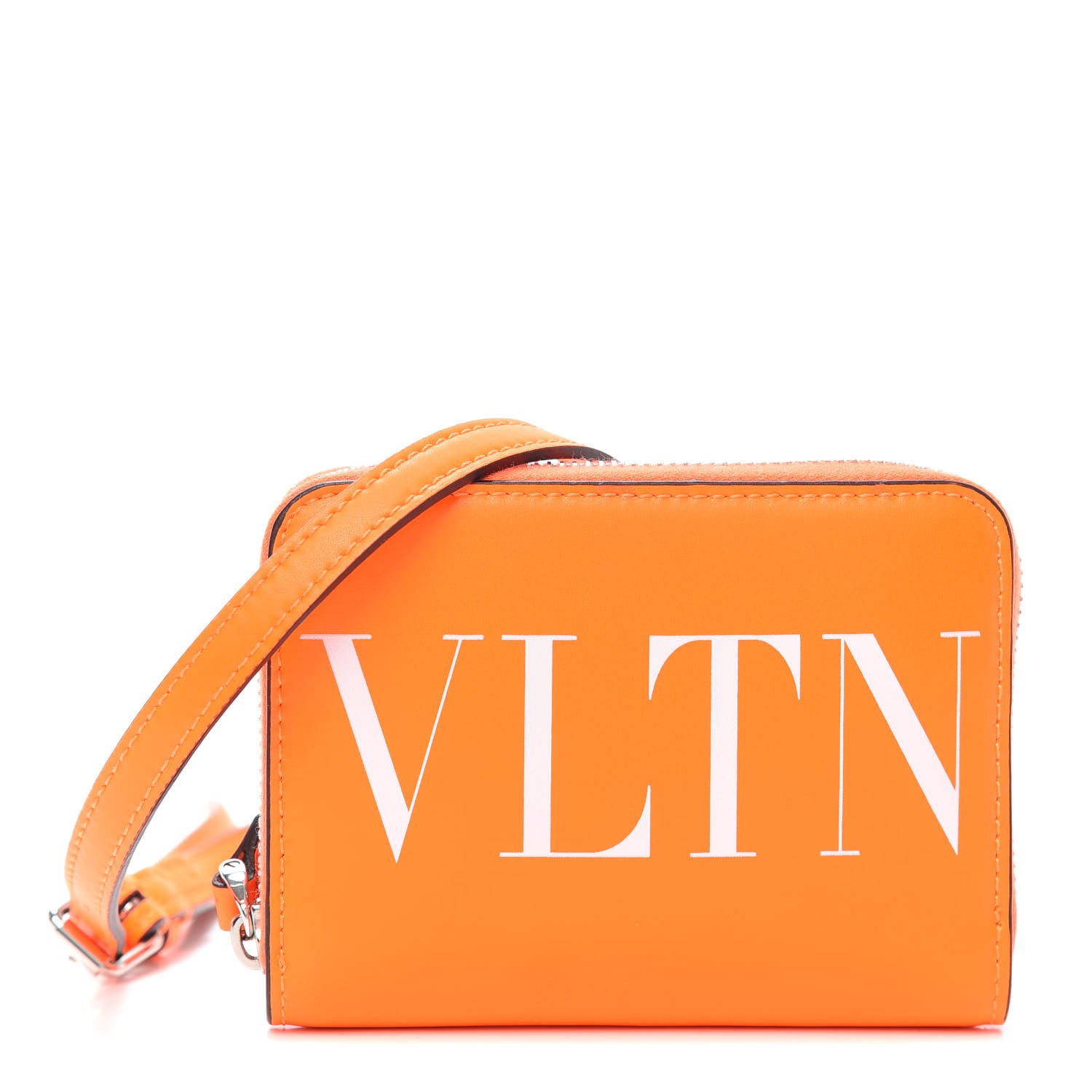 Valentino Garavani Vitello VLTN Neck Strap Wallet Arancio 1 of 8
