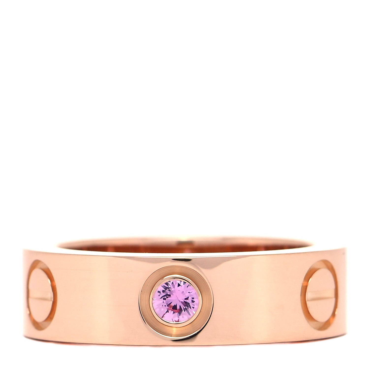 Cartier 18K Pink Gold Pink Sapphire 5.5mm LOVE Ring 48 4.5 2 of 8