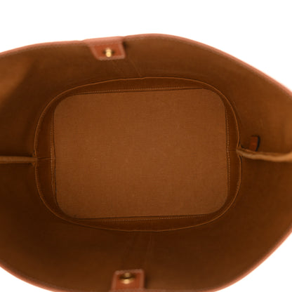 Celine Triomphe Canvas Calfskin Medium Bucket Bag Tan 5 of 10