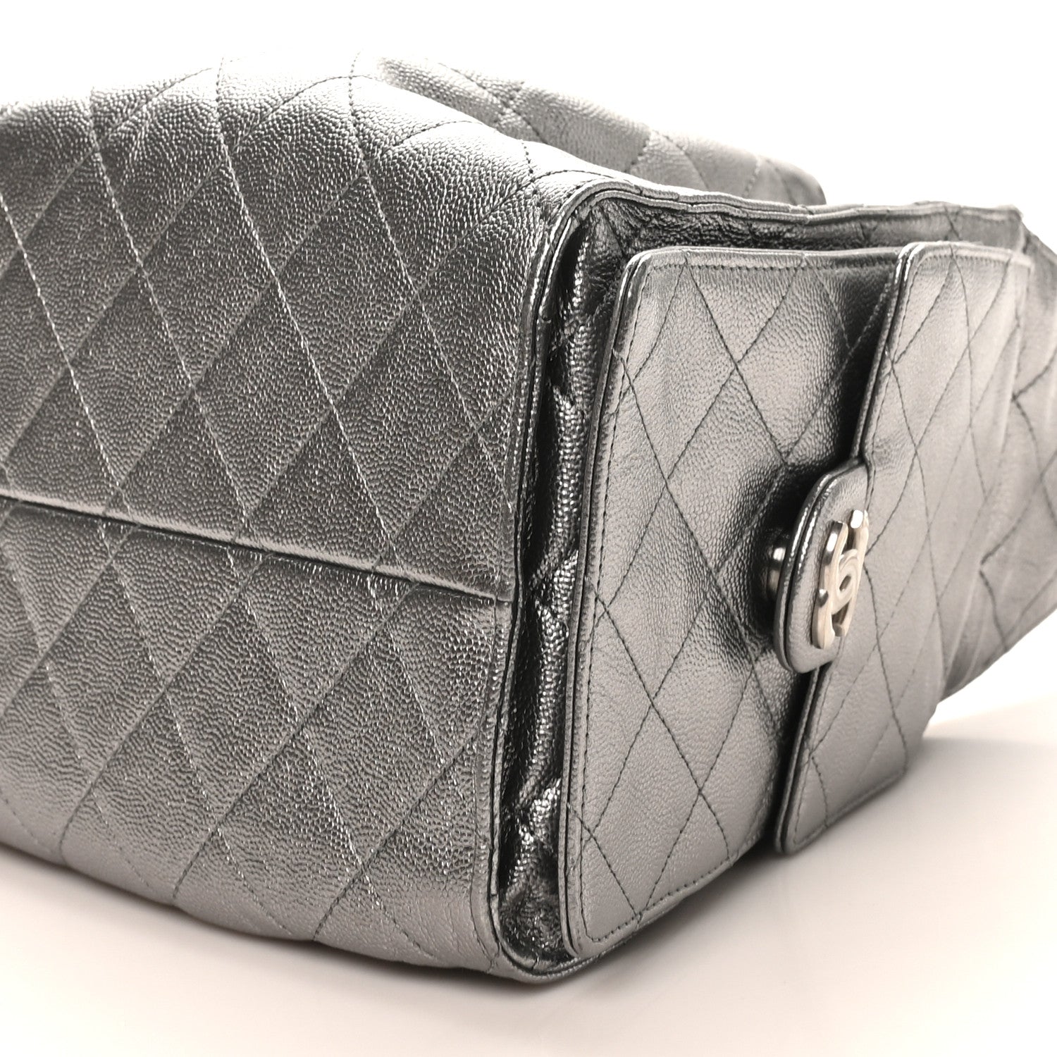 Chanel Metallic Caviar Quilted Small Chanel 25 Handbag Silver 10 of 10