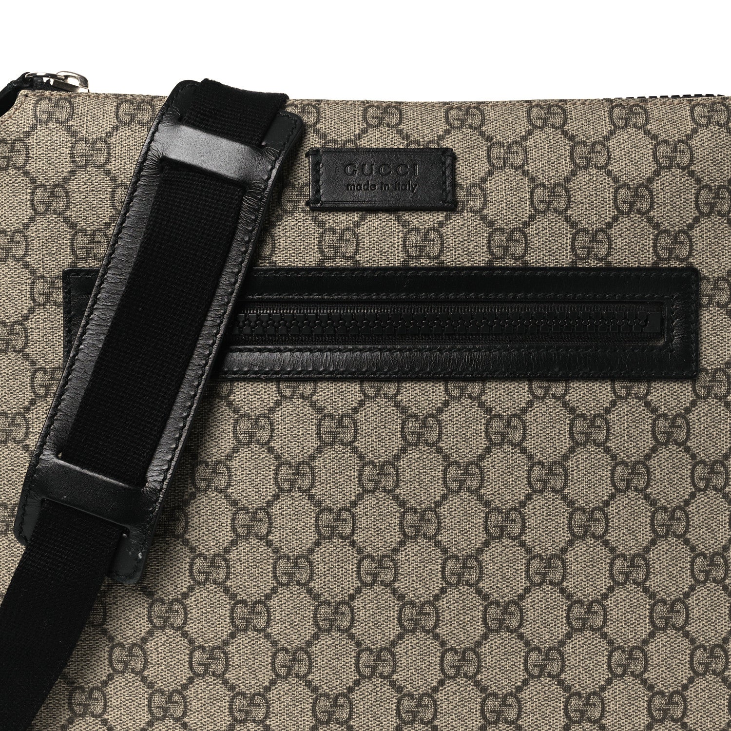 Gucci GG Supreme Monogram Flat Messenger Bag Black 7 of 13