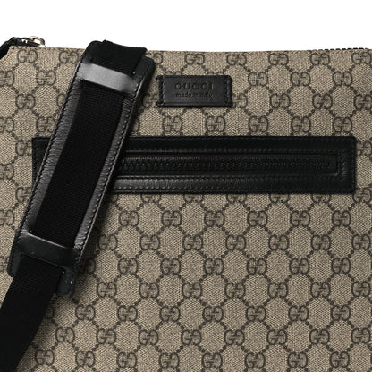 Gucci GG Supreme Monogram Flat Messenger Bag Black 7 of 13