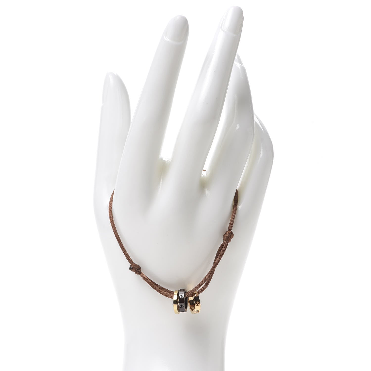 Cartier 18K Pink Yellow Gold Ceramic Diamond LOVE Cord Bracelet Brown 2 of 5
