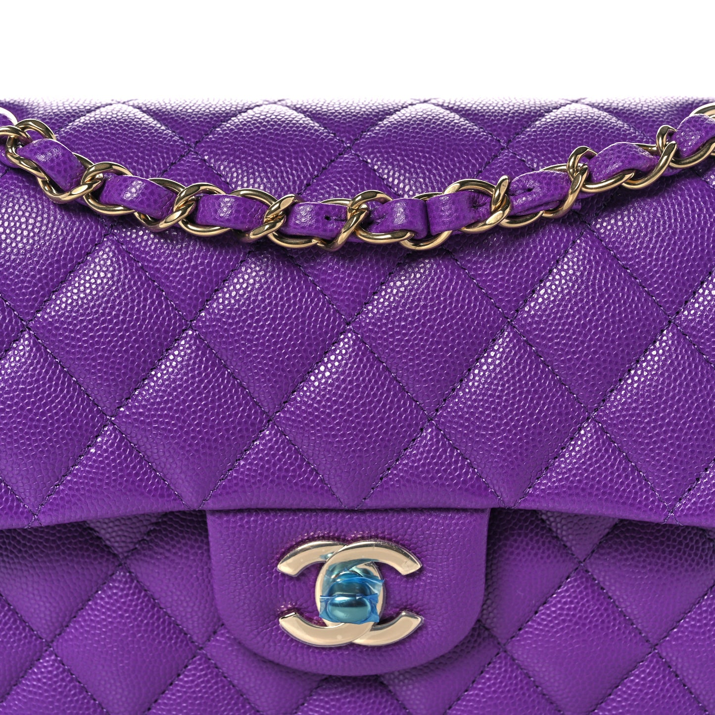 Caviar Quilted Small Double Flap Dark Purple