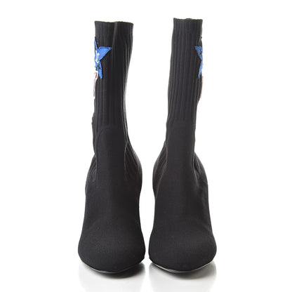 Louis Vuitton Stretch Fabric LV Black Heart Sock Ankle Boots 38 Black 2 of 6
