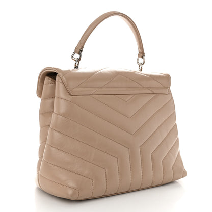 Saint Laurent Calfskin Y Quilted Monogram Medium Loulou Satchel Dark Beige 3 of 12