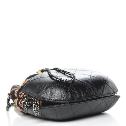 Chanel Tweed Calfskin Quilted Small Gabrielle Bucket Black Brown Orange 4 of 15