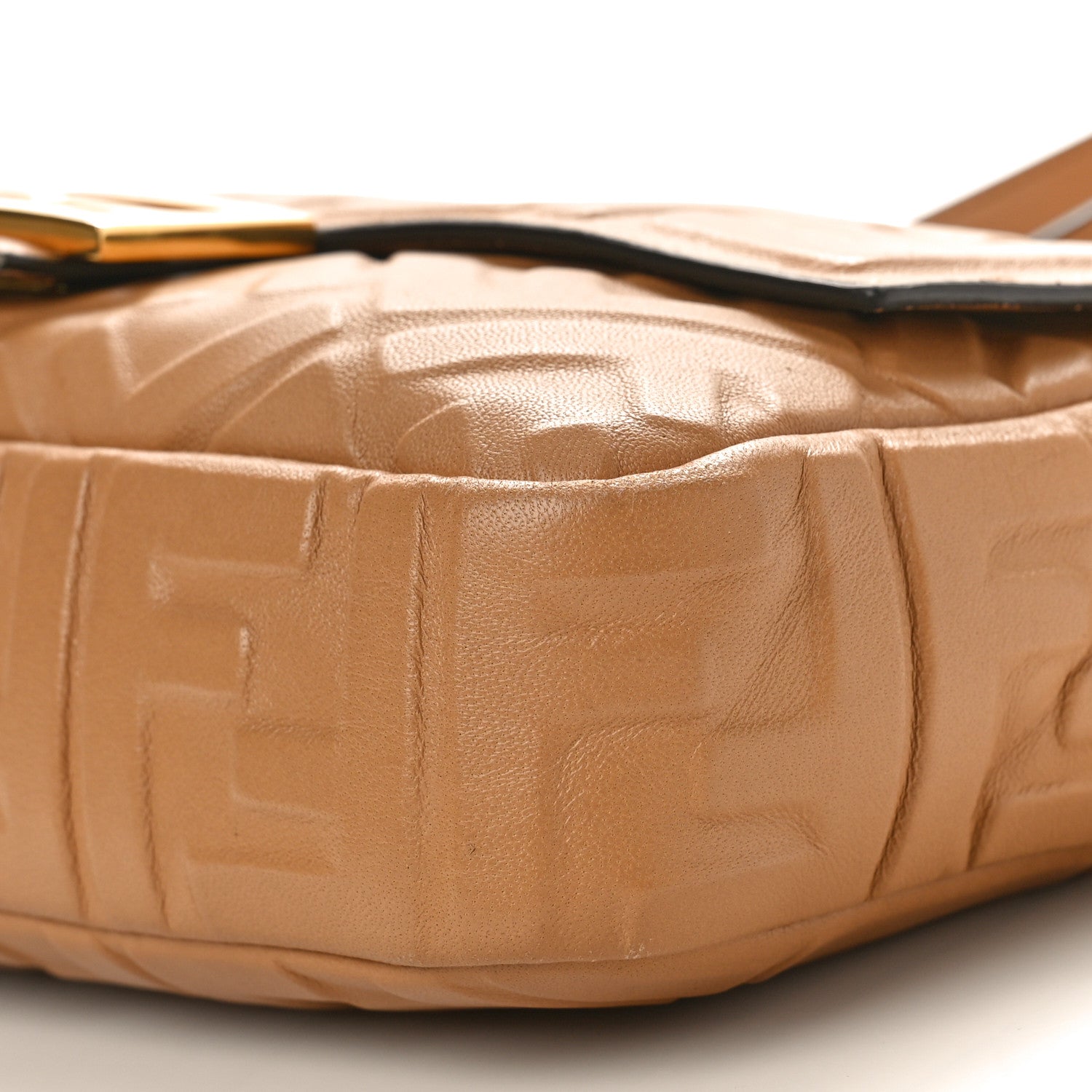 Fendi Nappa FF 1974 Embossed Baguette Miele Scuro 9 of 9