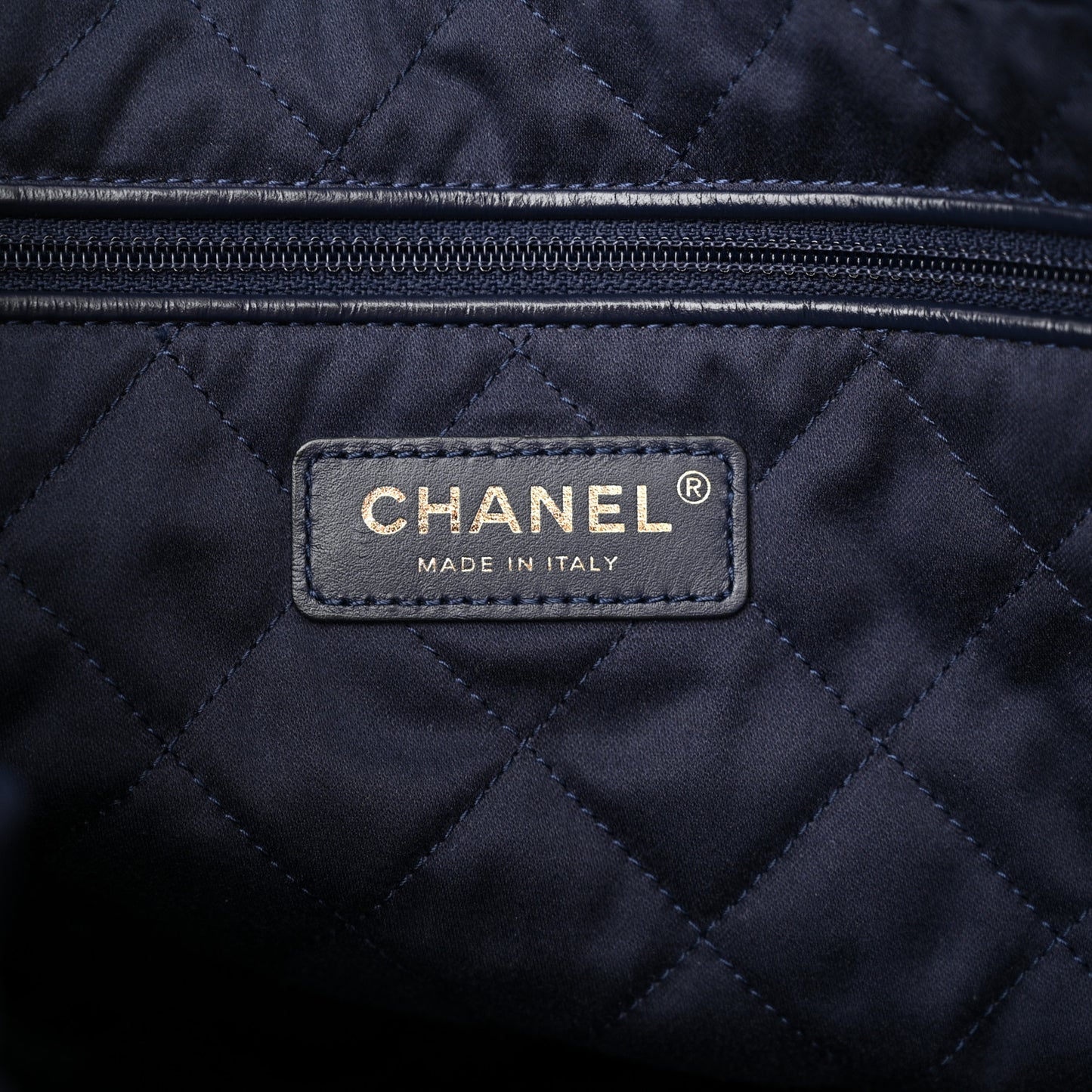 Shiny Calfskin Quilted Small Chanel 22 Navy