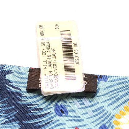 Hermes Silk Dans un Jardin Anglais Twilly Canard Vert Jaune 4 of 5