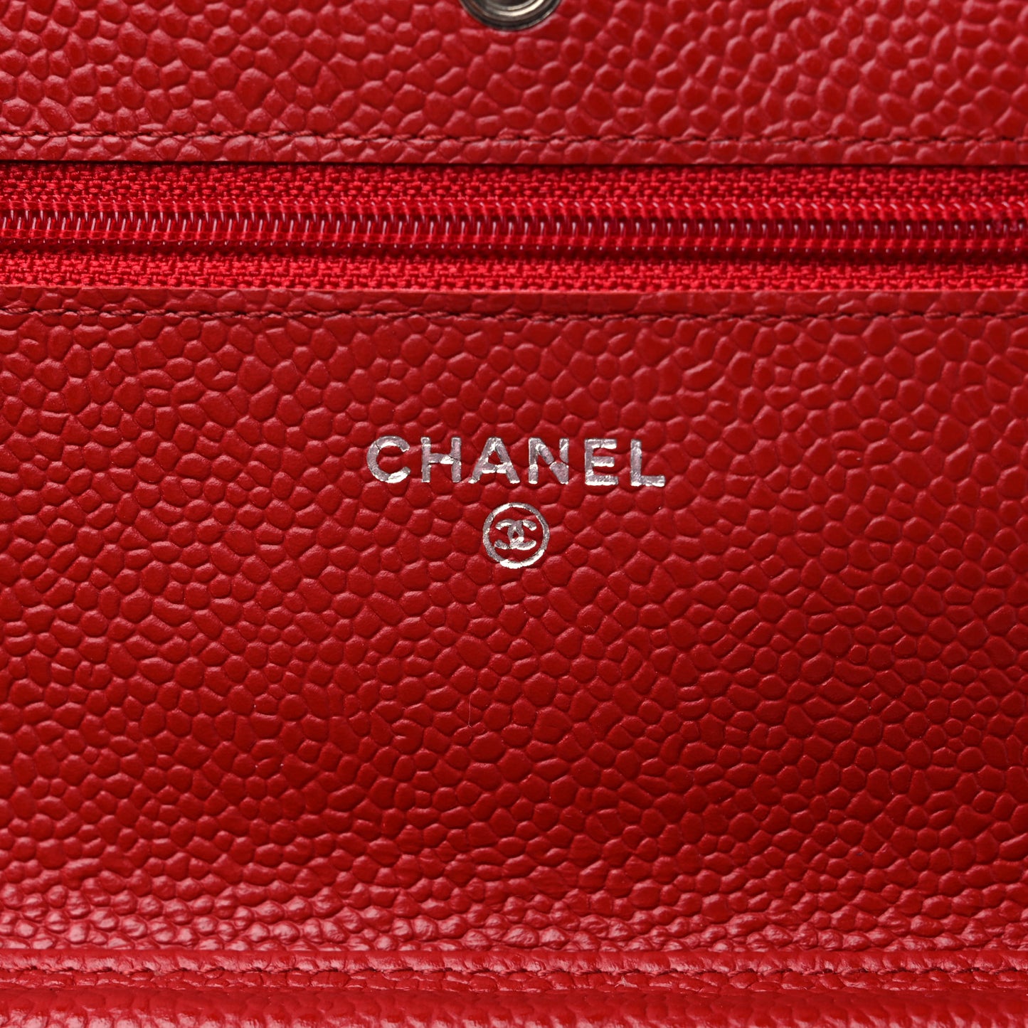 Caviar Quilted Wallet on Chain WOC Dark Red