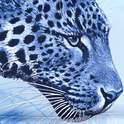 Hermes Silk Panthera Pardus Scarf 140 Bleu Ciel Marine White 2 of 5