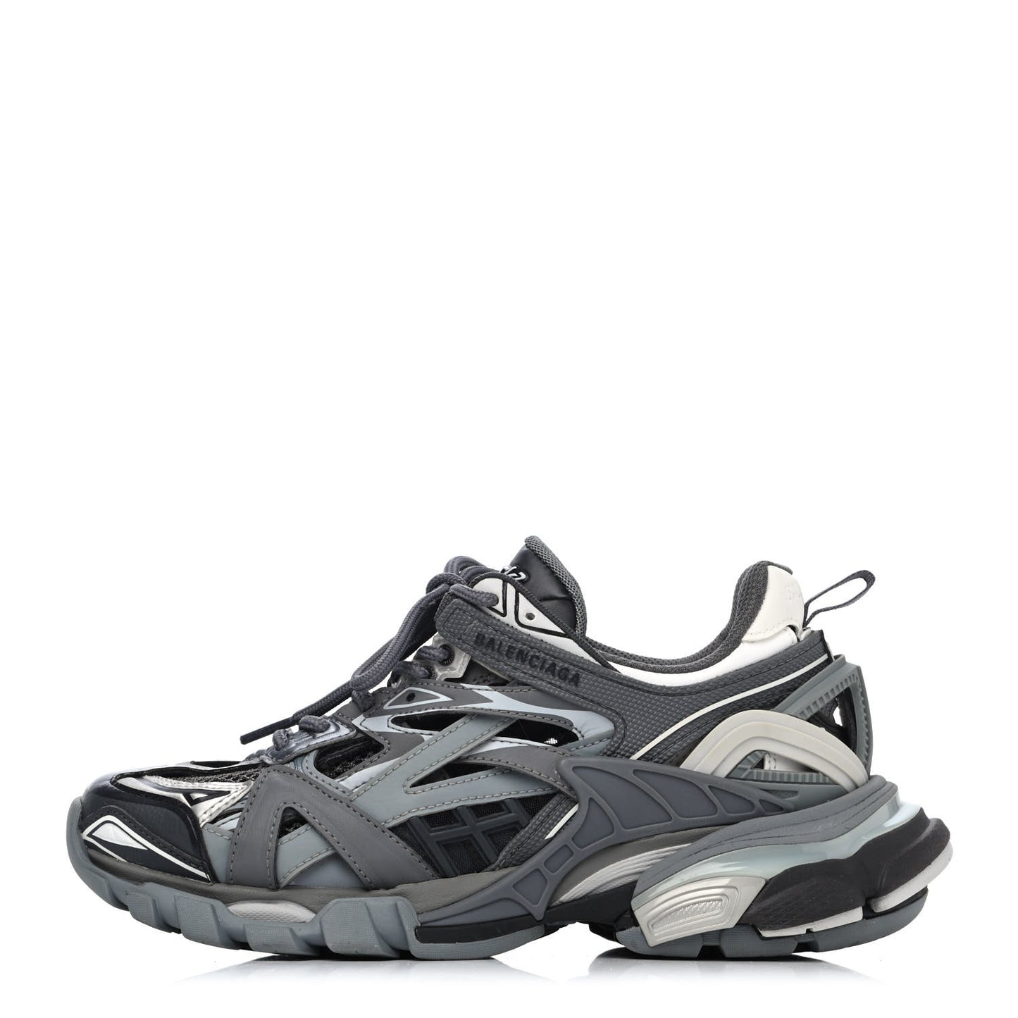 Rubber Mesh Bi-Color Womens Track.2 Open Sneakers 36 Grey Black