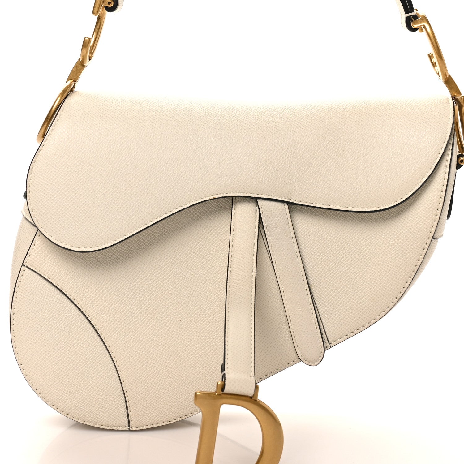 Christian Dior Grained Calfskin Saddle Bag White 8 of 10