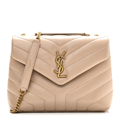 Saint Laurent Calfskin Y Quilted Monogram Small Loulou Chain Satchel Dark Beige 1 of 11