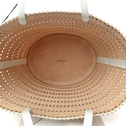 Alaia Canvas Woven Bucket Bag Beige White 4 of 10