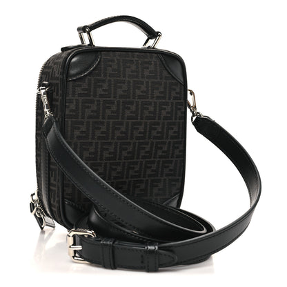 Fendi Recycled Fabric Jacquard Vitello Astro Micro FF Mini Trolley Bag Asfalto Black 3 of 9