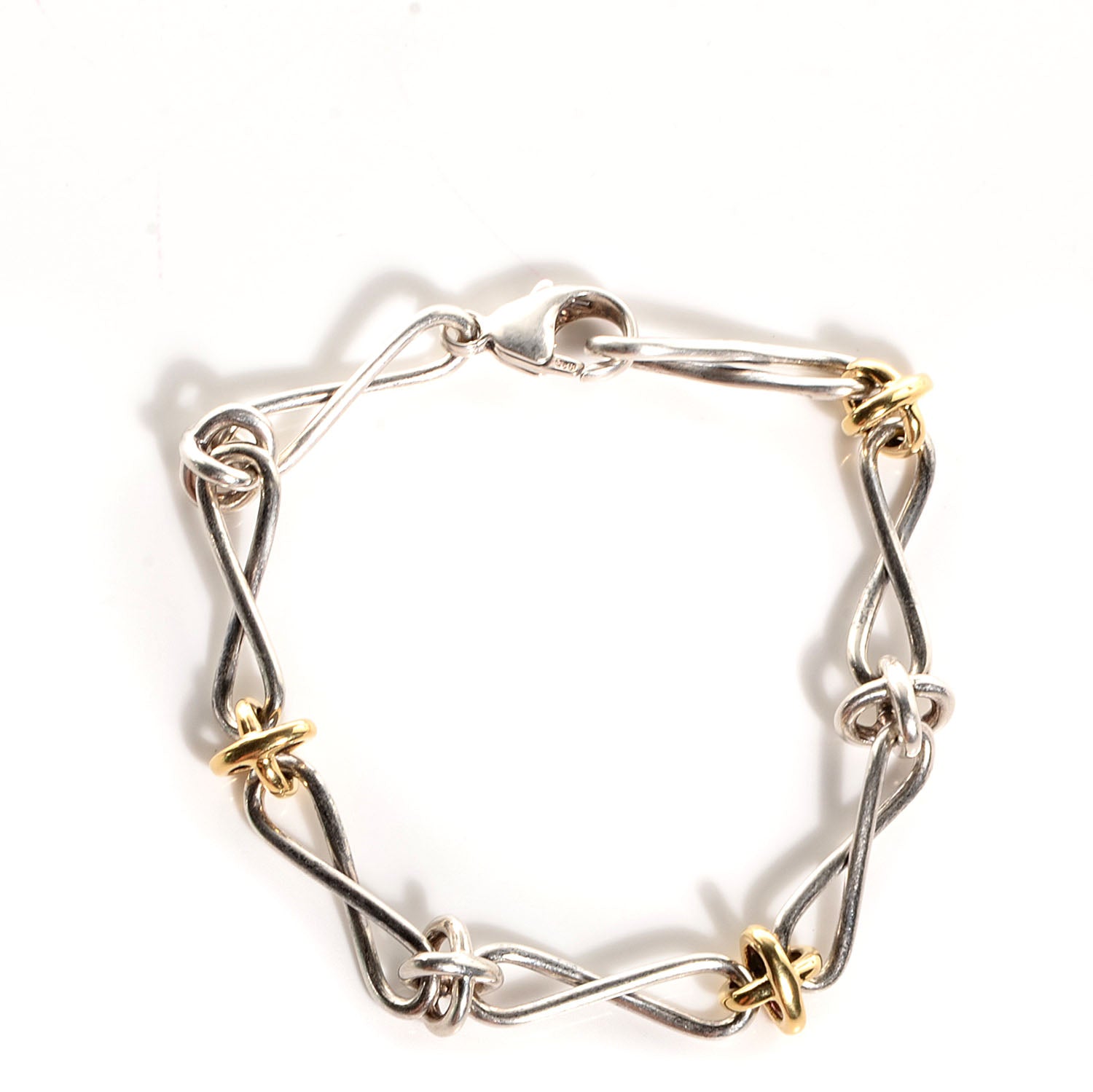 Tiffany 18K Yellow Gold Sterling Silver Picasso Twirl Link Bracelet 1 of 5