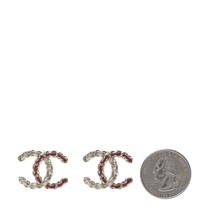 Chanel Enamel Metal Chain French New Wave CC Earrings Red Gold 2 of 5