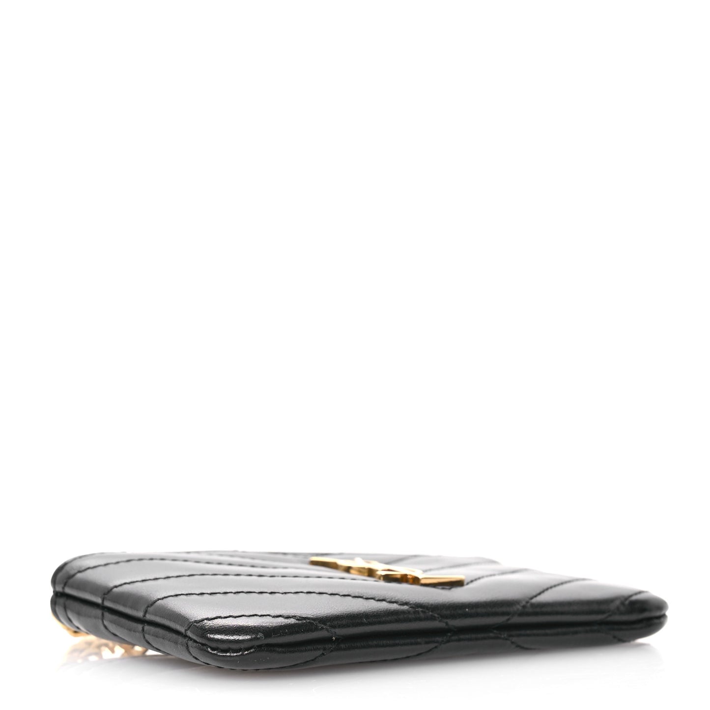 Calfskin Matelasse Monogram Key Pouch Black