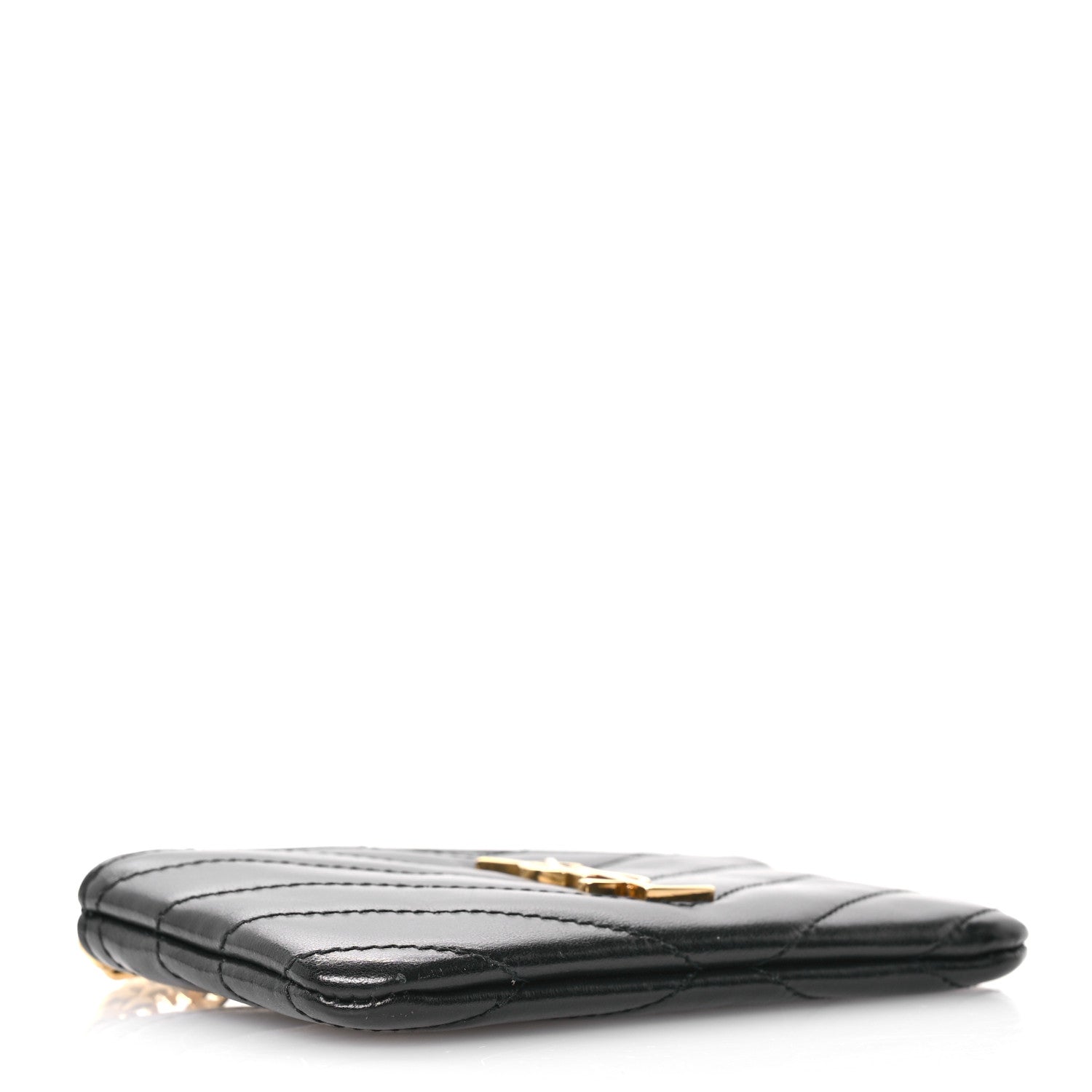 Saint Laurent Calfskin Matelasse Monogram Key Pouch Black 4 of 8