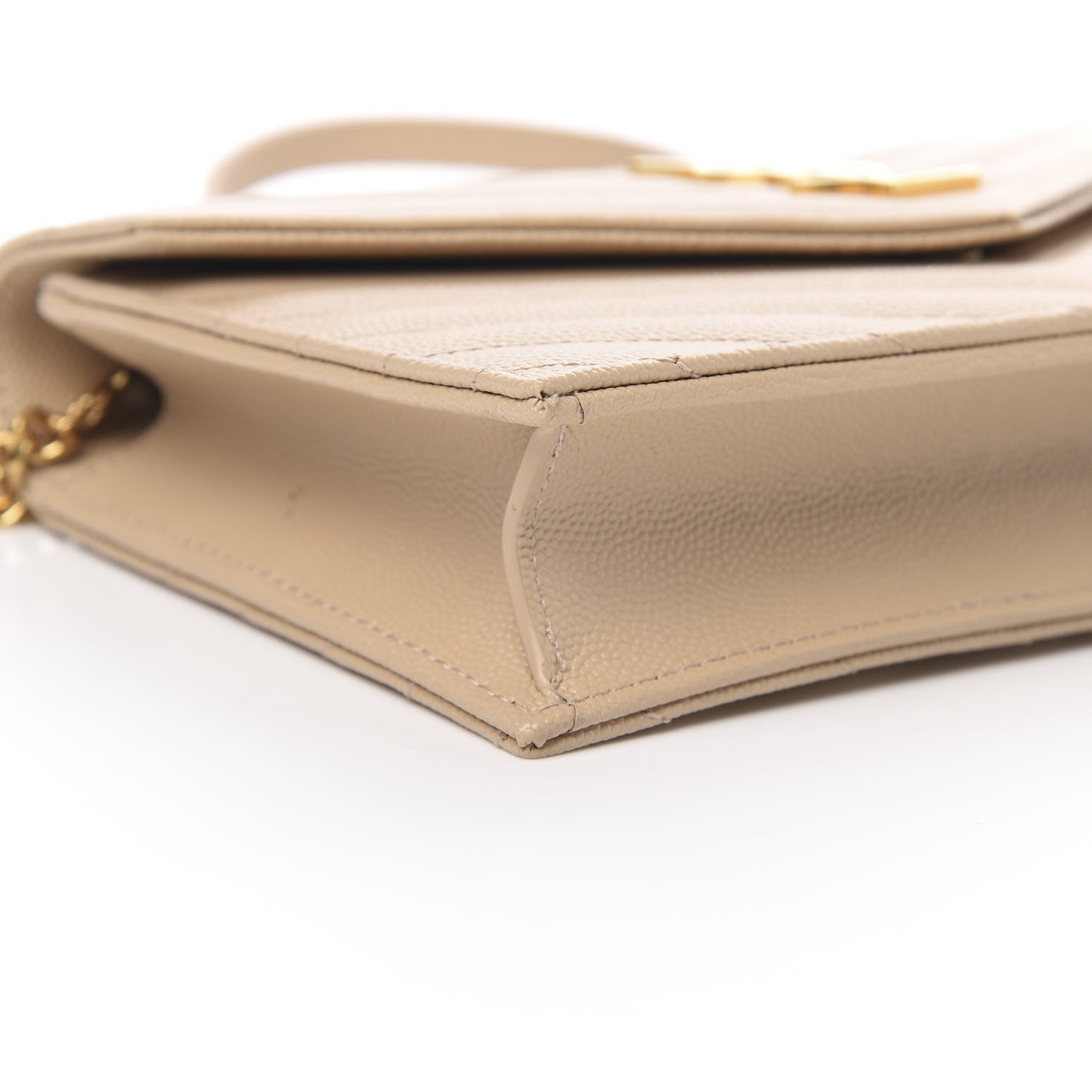 Saint Laurent Grain De Poudre Matelasse Chevron Monogram Envelope Chain Wallet Nude Powder 9 of 12