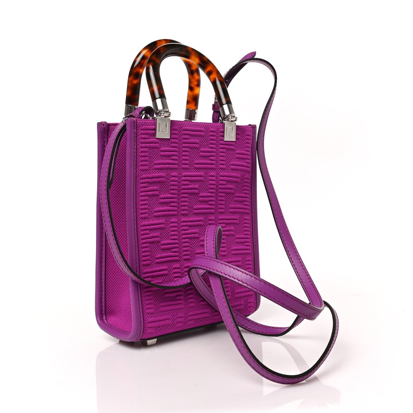 Technical Fabric Vitello Ceylon Plexiglass FF Mini Fendi Sunshine Shopper Tote Bouganville