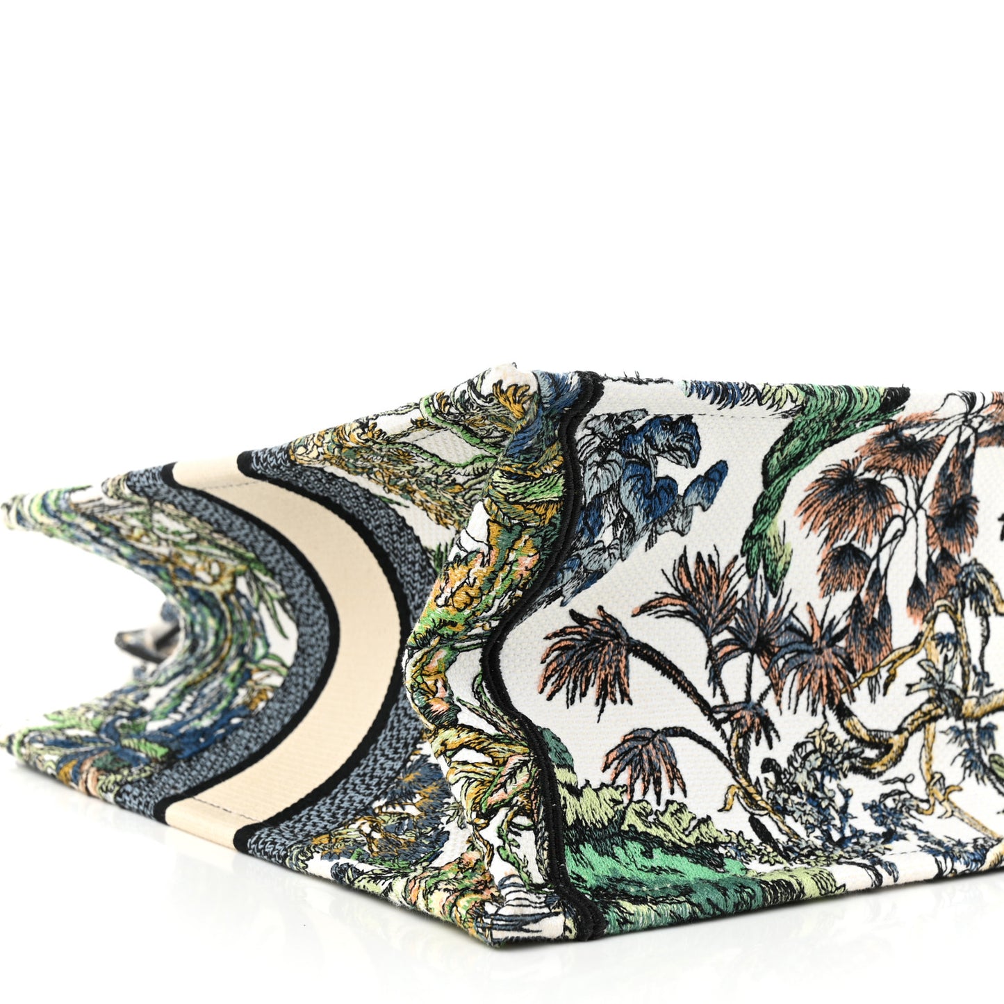 Canvas Embroidered Medium Etoile de Voyage Book Tote White Multicolor