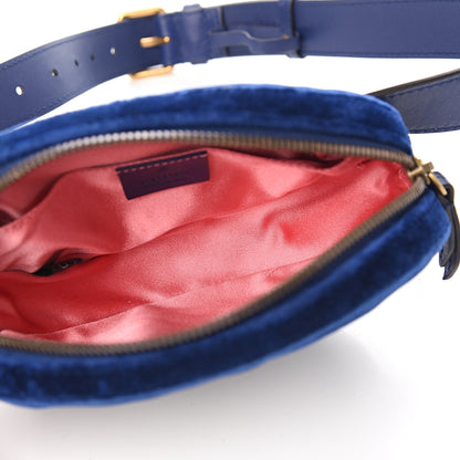 Gucci Velvet Matelasse GG Marmont Belt Bag 75 30 Cobalt Blue 4 of 8