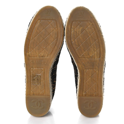 Chanel Metallic Tweed Grosgrain CC Espadrilles 37 Black Gold 6 of 10