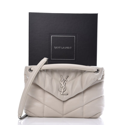 Saint Laurent Lambskin Quilted Small Loulou Puffer Monogram Chain Satchel Blanc Vintage 11 of 11