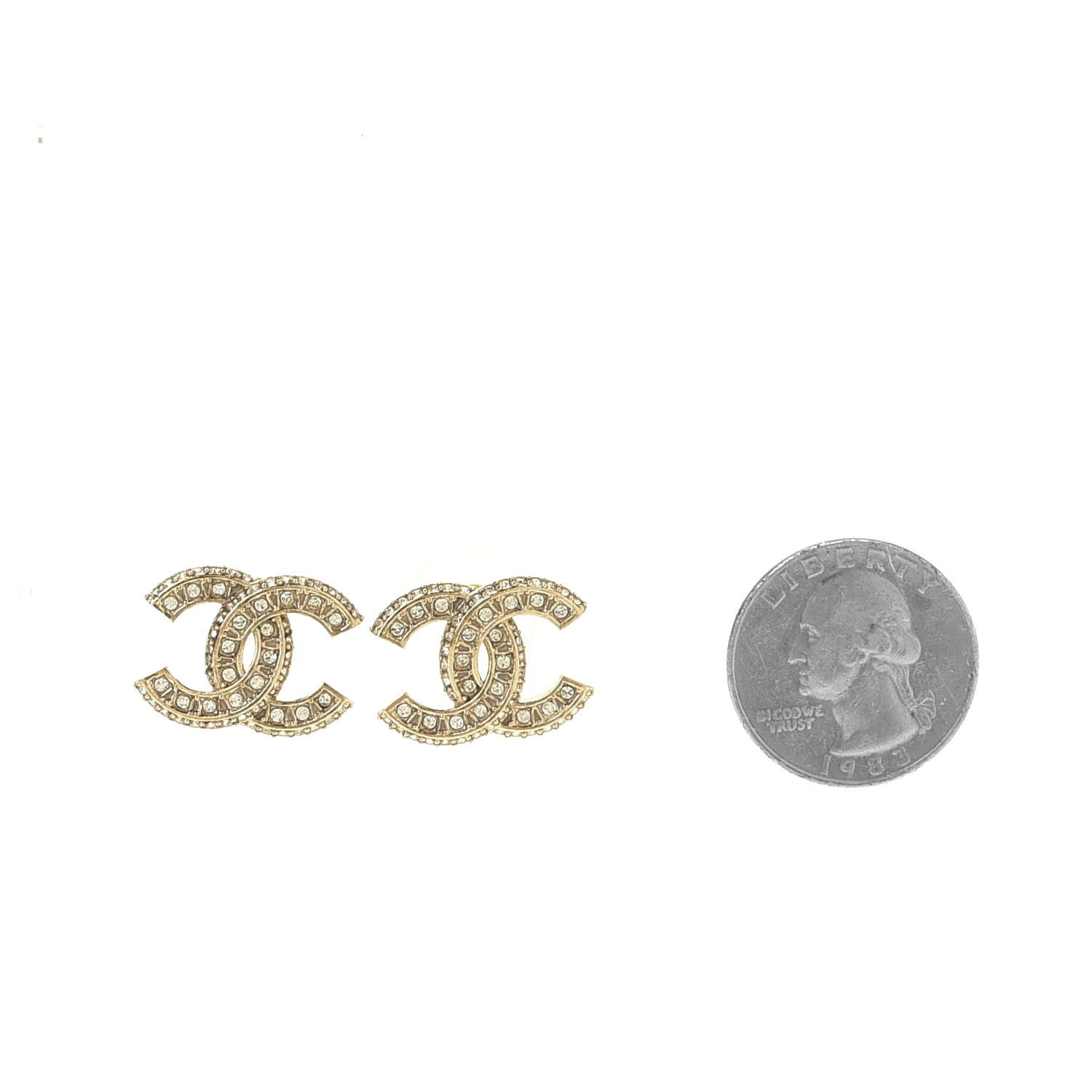 Chanel Crystal CC Earrings Gold 2 of 3