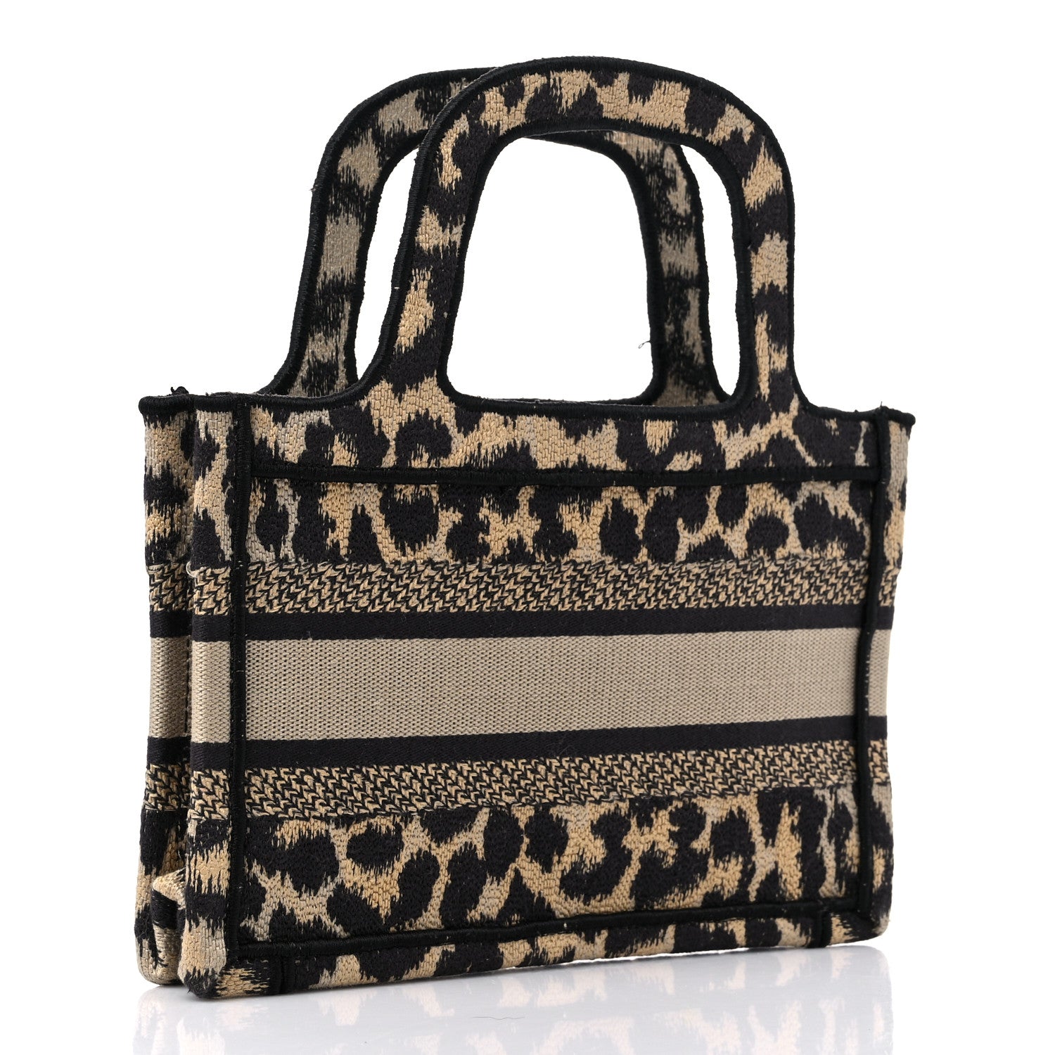 Christian Dior Canvas Mizza Embroidered Mini Leopard Book Tote Beige 4 of 12