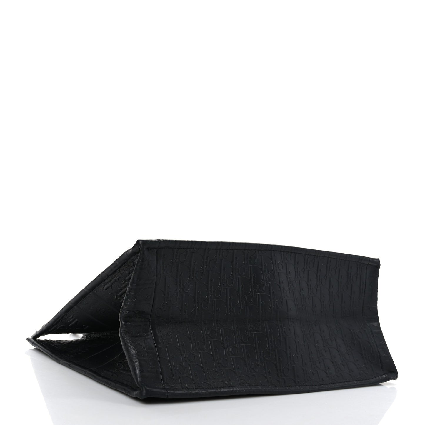 Oblique Calfskin Embossed Large Book Tote Black