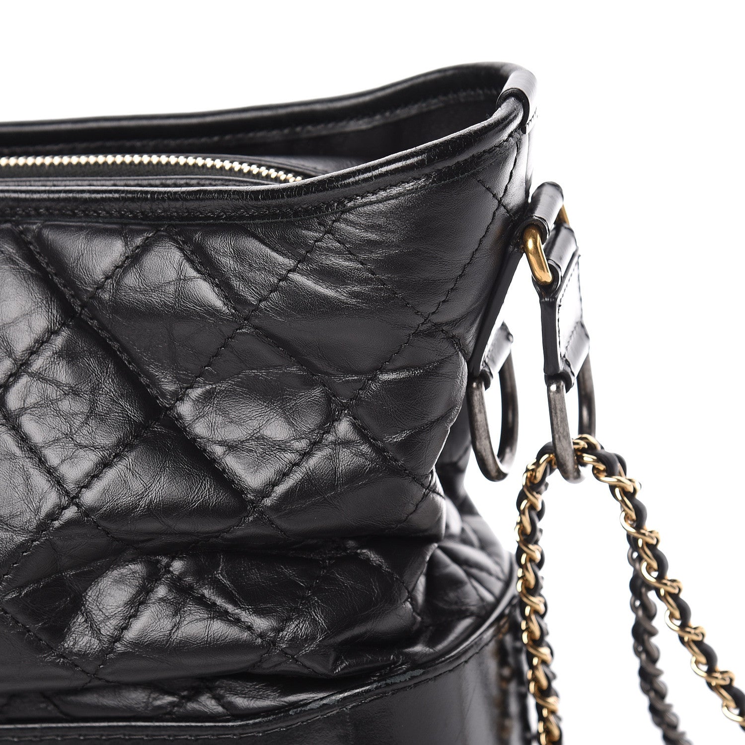 Chanel Aged Calfskin Quilted Medium Gabrielle Hobo Black 12 of 17