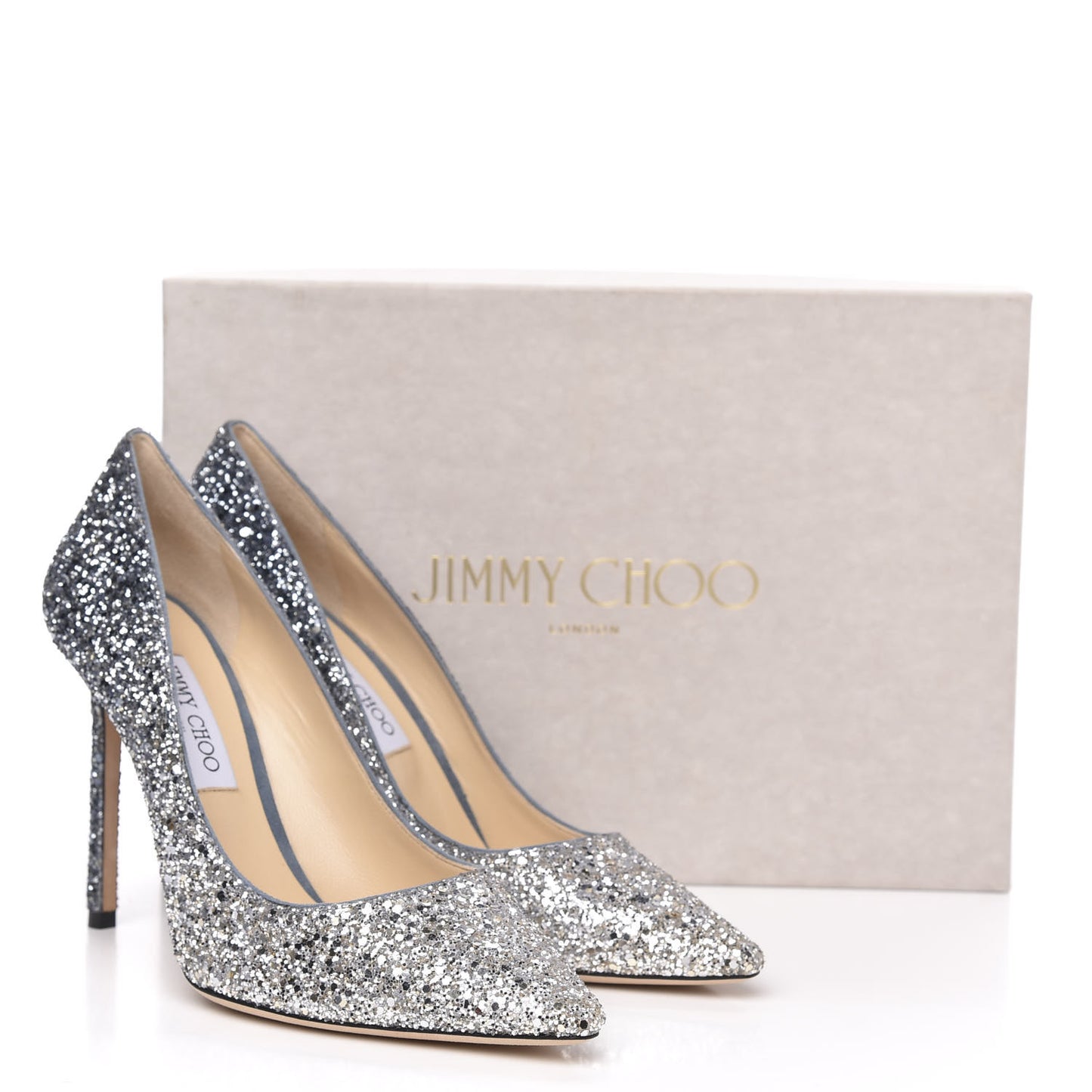 Glitter Pointy Toe Romy 100 Pumps 40 Silver Dusk Blue