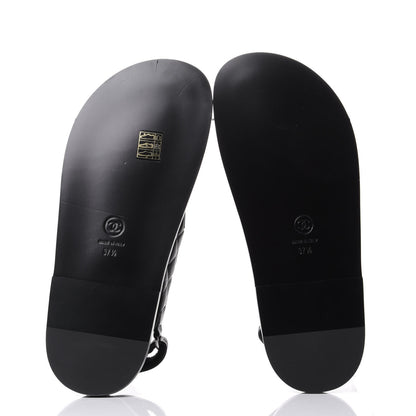 Chanel Lambskin Velcro Dad Sandals 37.5 Black 7 of 11