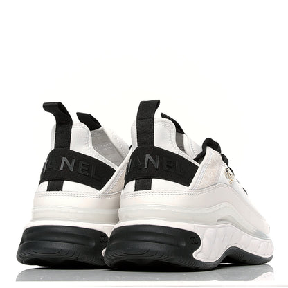 Chanel Velvet Calfskin Mixed Fibers CC Sneakers 39.5 Ivory Black 3 of 4